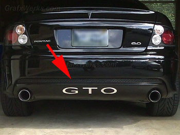 GM  05-06 GTO  REAR BUMPER INSERTS FILLS LETTERS COLORS 