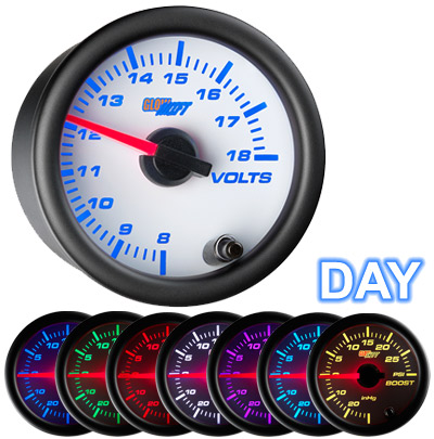 7 Color Volts Gauge- White 2 1/16″