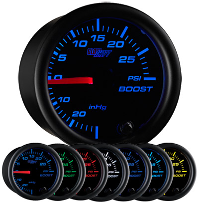 7 Color 30 PSI Boost Gauge – BLACK 2 1/16″
