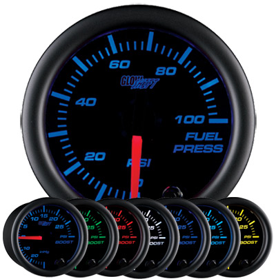7 Color Fuel Pressure Gauge Black